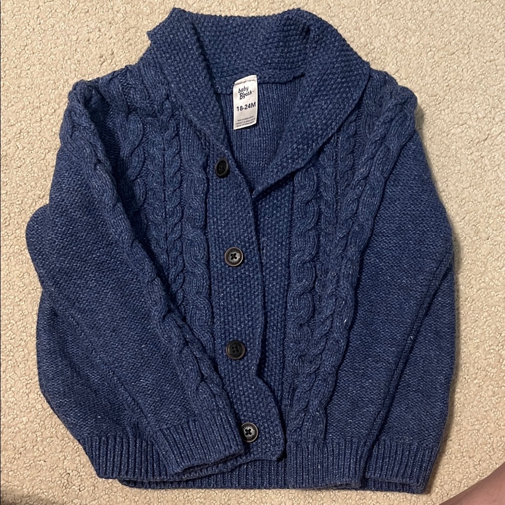 Toddler Blue Cable Knit Sweater